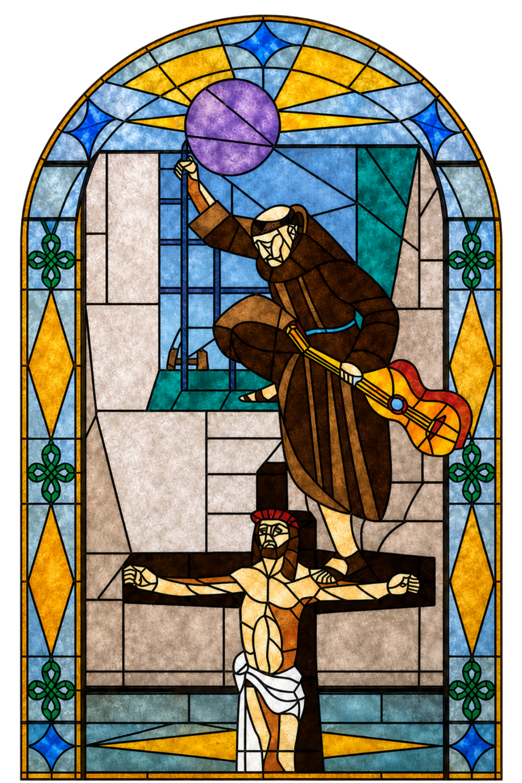 Vitral de la leyenda del Padre Almeida